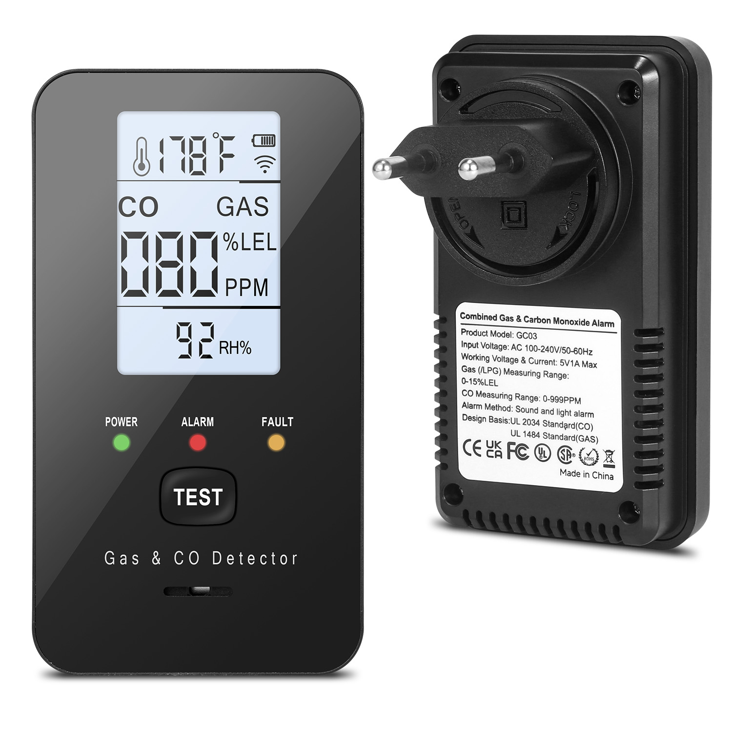 Home Cooking Gas - Combination Natural Gas Detector & Carbon