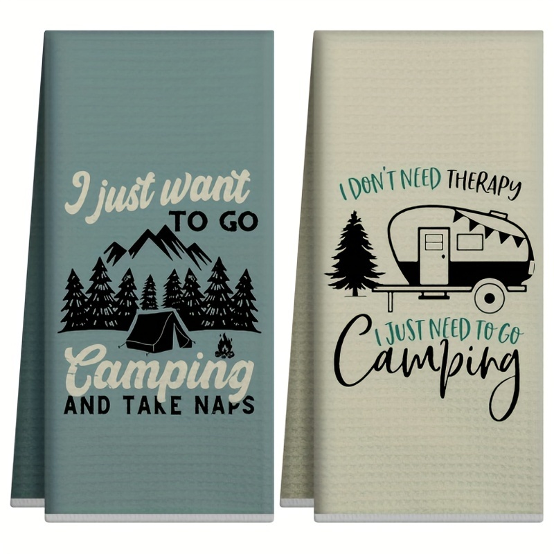 Home Cooking Is The Best - 2Pcs, Camping Style Kitchen Towels, 40Cm*60Cm
