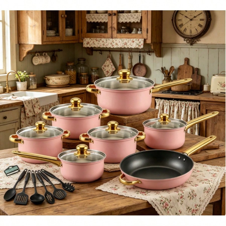 Home Cooking Channel - Stainless Steel Cookware Set Cute Nordic