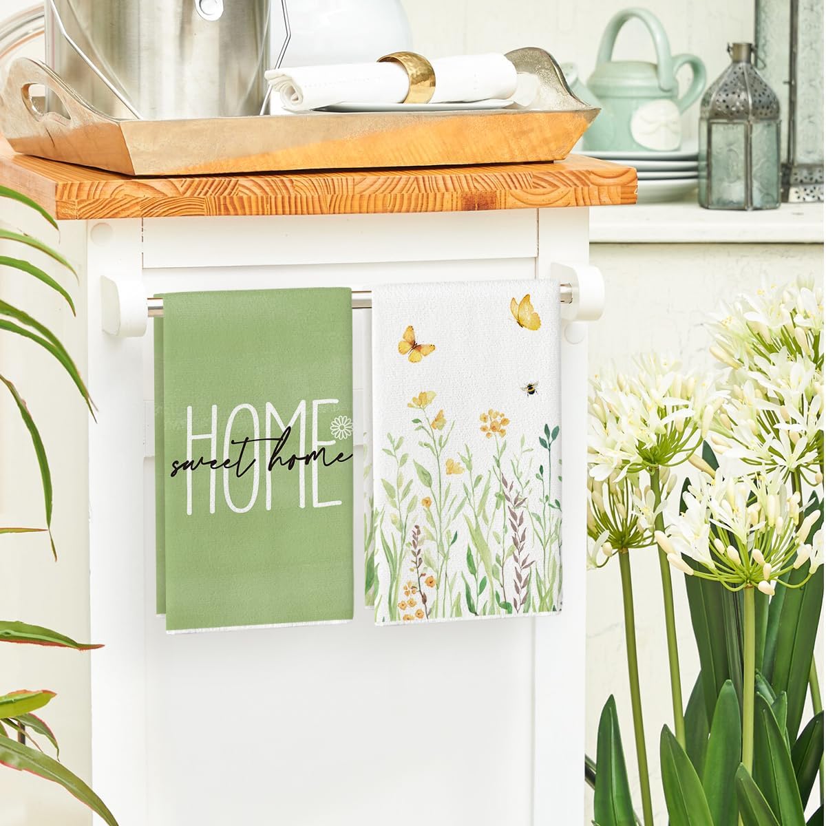 4Pcs, Green Letter Floral Spri - огляд і ціна Home Cooking Is The Best
