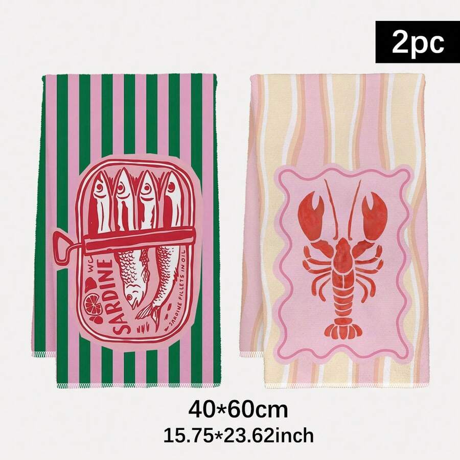 2Pcs, Pink and Green Striped S - огляд і ціна Home Cooking Is The Best