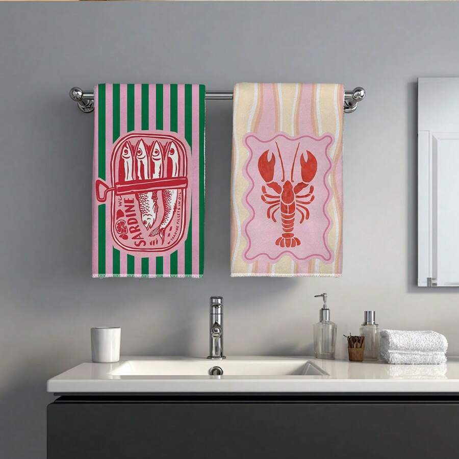 2Pcs, Pink and Green Striped S - огляд і ціна Home Cooking Is The Best