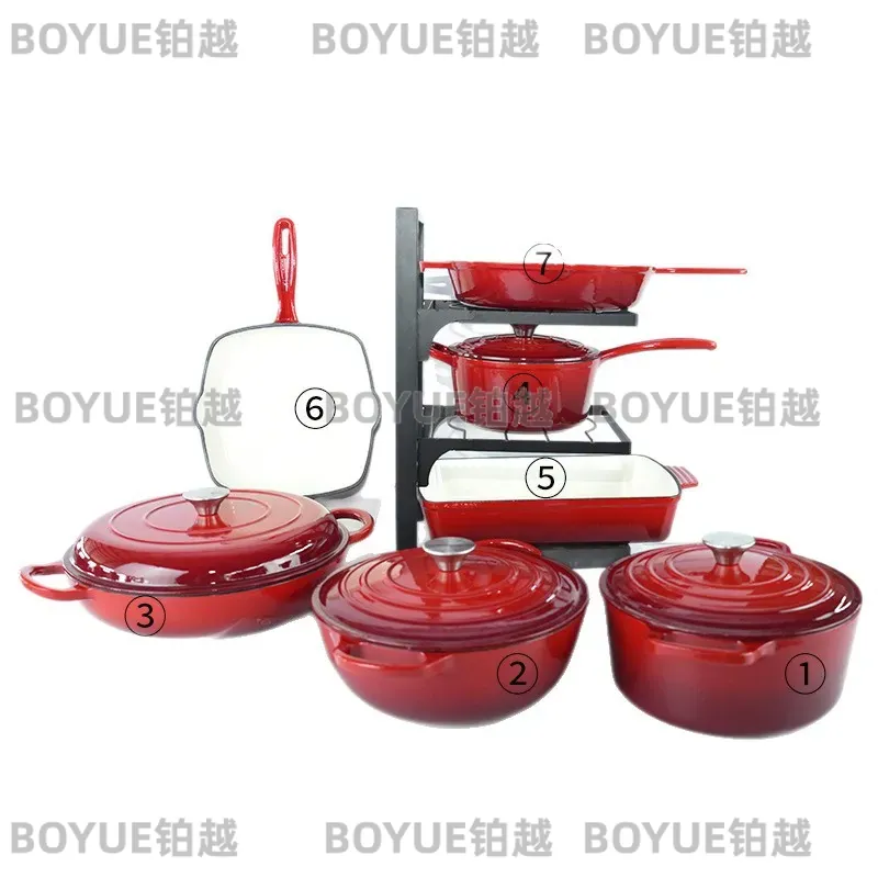 7 Piece Cast Iron Enamel Cookw - огляд і ціна Dutch Oven Enamel