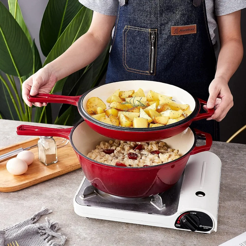 2-in-1 Cast Iron Enamel Oven w - огляд і ціна Dutch Oven Enamel